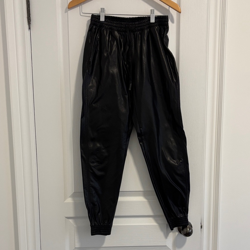 Zara Black Faux Leather Jogger Pants